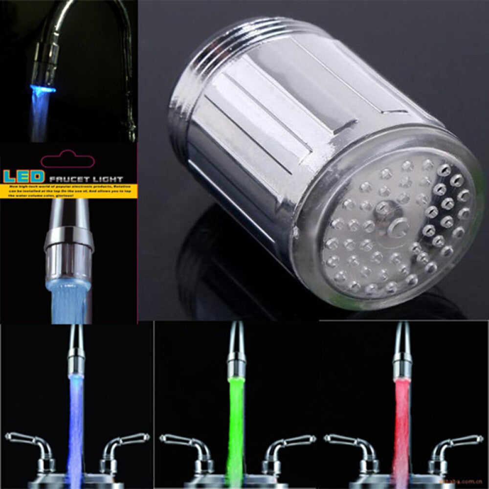 LED RGB Water Faucet Stream Color Changing Light Shower Spout Sink Tap Nozzle AU