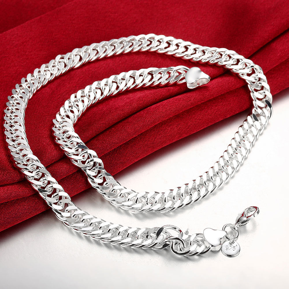 925 Sterling Silver Filled 10MM Classic Solid Curb Chain Necklace 20" Stunning