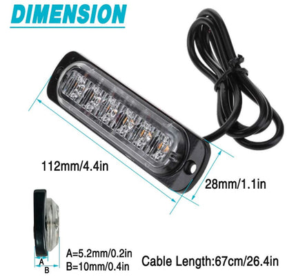 4 x Strobe Warning Light Amber LED Side Flashing Beacon Emergency Hazard (4pcs)