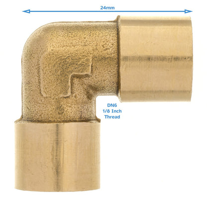 Threaded Brass Elbow 1/8" BSP Female To Female Pipe Fitting 90 Degree Connector