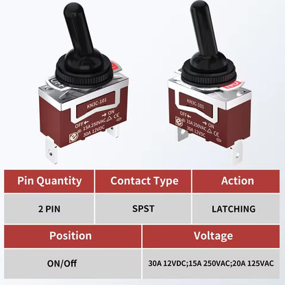 4x 12V 30A Waterproof Toggle Switch SPST ON OFF Heavy Duty Car Boat Caravan 4x4