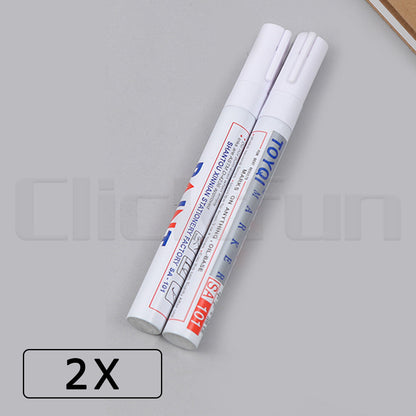 2X White Paint Pens Set Permanent Marker Pen For Car Rubber Tyre Waterproof