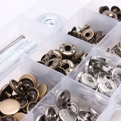 50 sets Studs Kit Buttons Tool Heavy Duty 10/12.5/15/17mm Snap Fasteners Press