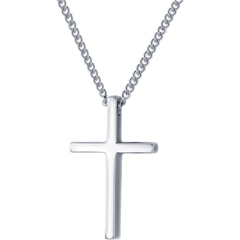 Genuine 925 Sterling Silver Plain Jesus Cross Crucifix Pendant Necklace Women's