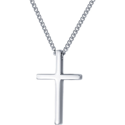 Genuine 925 Sterling Silver Plain Jesus Cross Crucifix Pendant Necklace Women's
