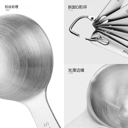 6-Piece Set of Stainless Steel Measuring Spoons for Baking Tools, Baking Scale M