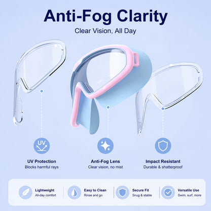 Kids Swim Goggles Waterproof Anti-Fog Large Frame Clear Vision Swimming Glasses