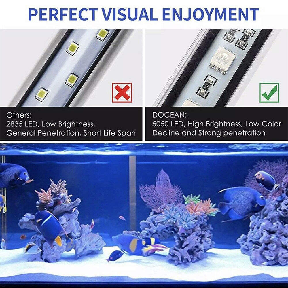 Small Fish Tank Aquarium Light LED Waterproof Full Spectrum Aqua Lamp RGB
