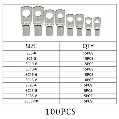 240Pcs 4WD Cable Lug Ring Battery Copper Tube Connector Kits Terminal Crimper AU