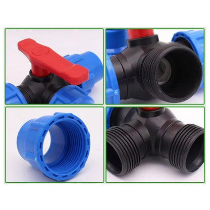 Irrigation 3-Way Ball Valve 20/25/32/40/50mm Water Pipe Fittings  Lawn
