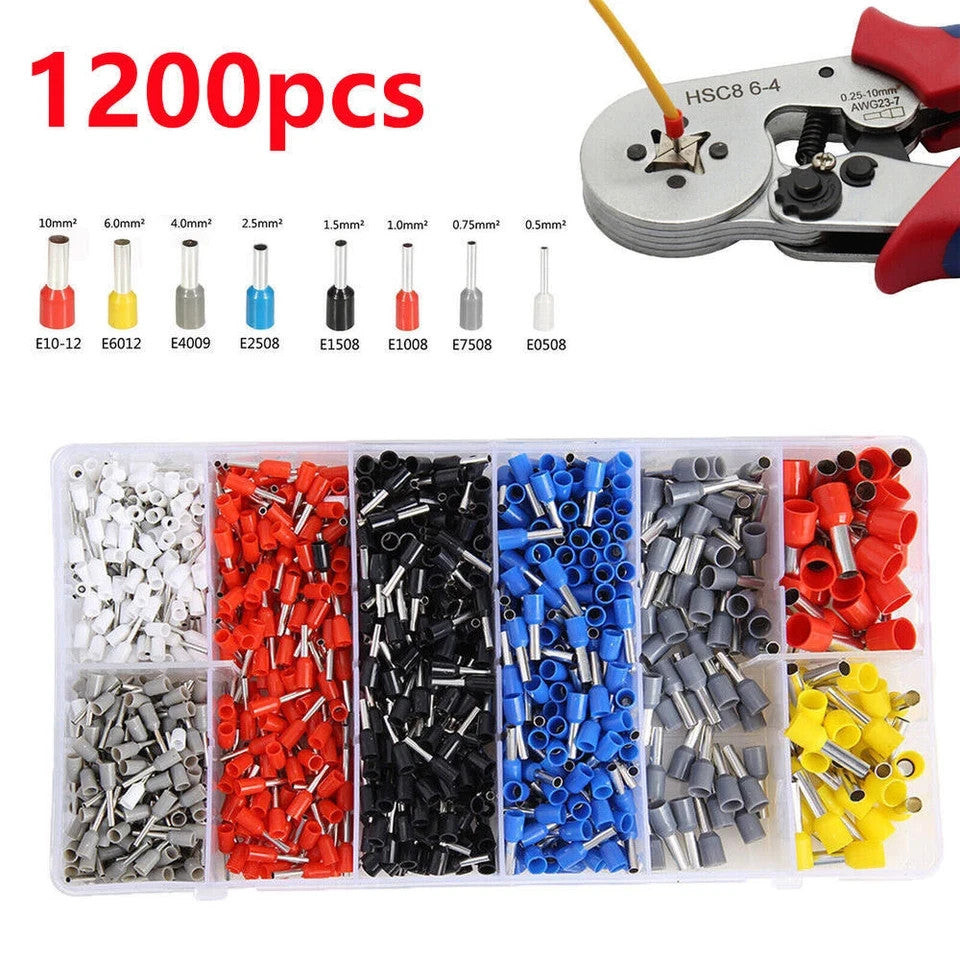1200PCS Wire Crimp Connector Cable Cord Pin End Bootlace Ferrule Terminal Kits
