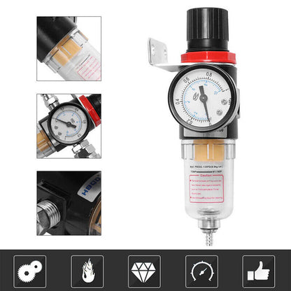 1/4'' Air Compressor Filter Water Separator Trap Tools Kit With Regulator AU