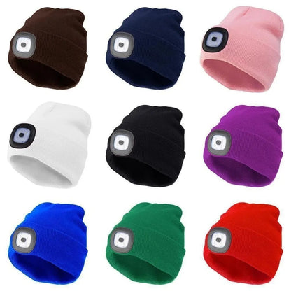 With USB LED Beanie Hat Unisex Knitted Caps New LED Luminous Cap Lighting