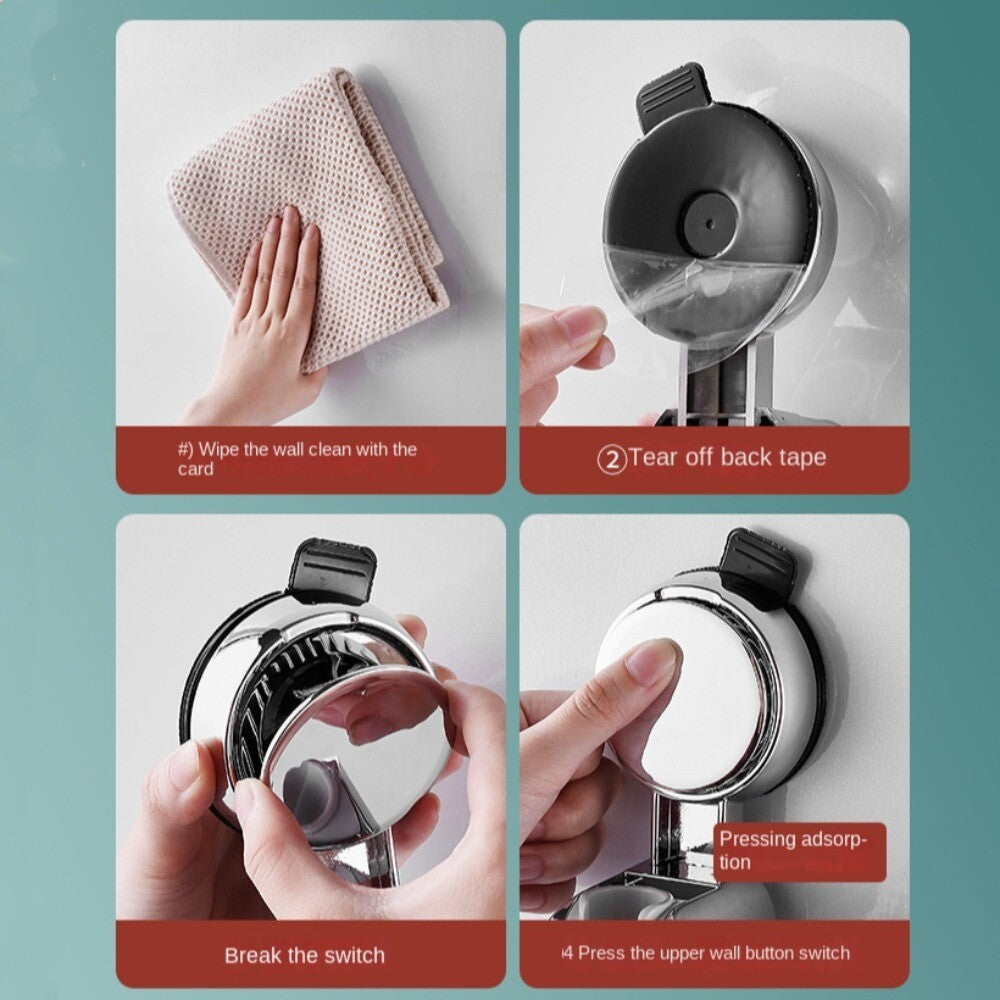 Strong Vacuum Suction Cup Wall Mount Adjustable Hand Shower Head Bracket Holder