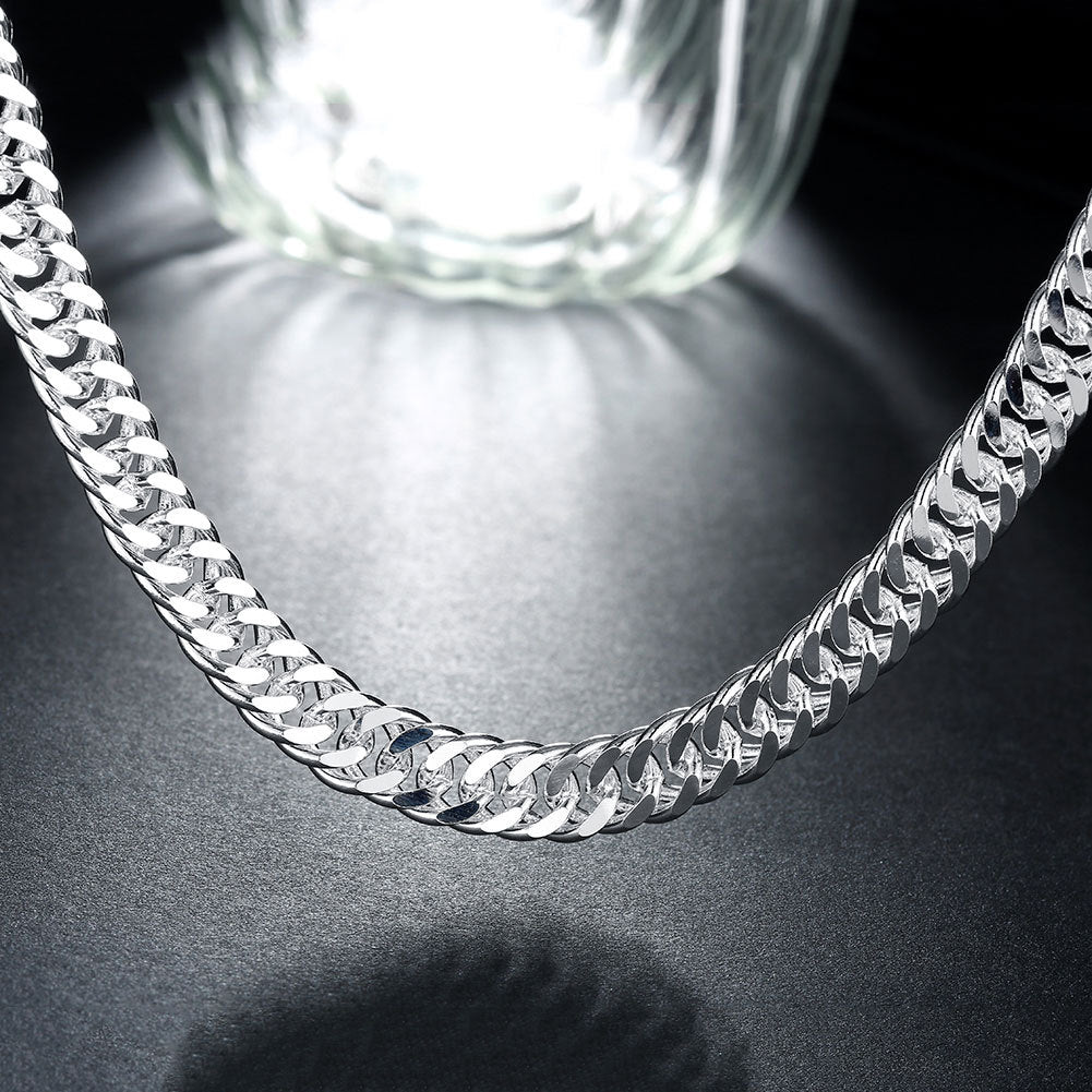 925 Sterling Silver Filled 10MM Classic Solid Curb Chain Necklace 20" Stunning