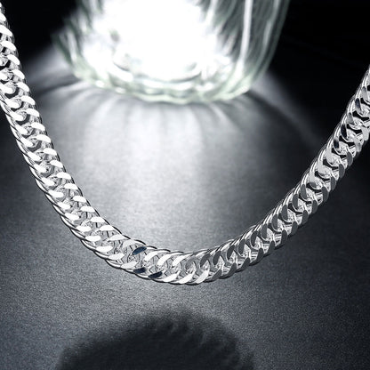925 Sterling Silver Filled 10MM Classic Solid Curb Chain Necklace 20" Stunning