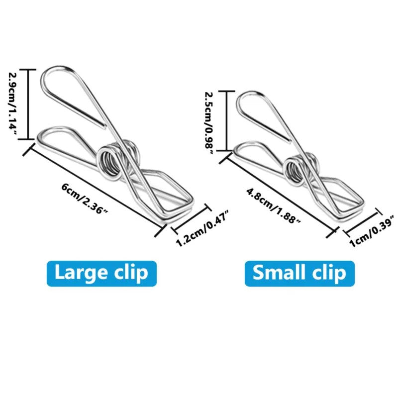 Stainless Steel Clothes Pegs Hanging Clips Laundry Windproof Metal Clamps