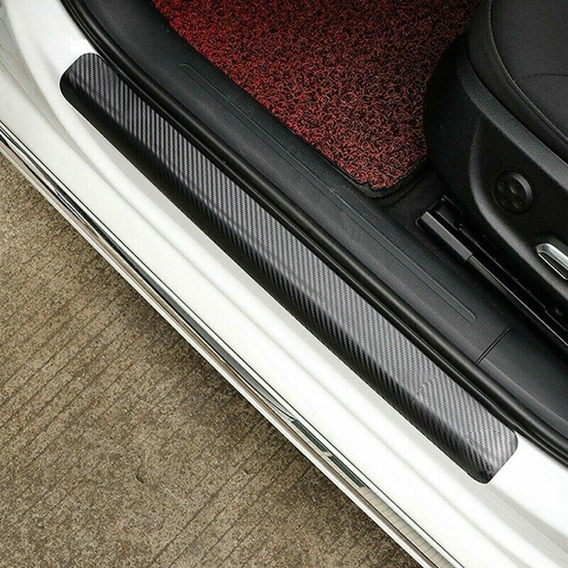 4PCS Car Door Sill Scuff Protector Plate Sticker Carbon Fibre Cover Anti-Kick AU