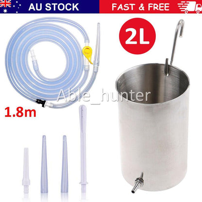 Non-Toxic Stainless Steel Enema Bucket kit Coffee Colon Cleansing Detox Kit 2L