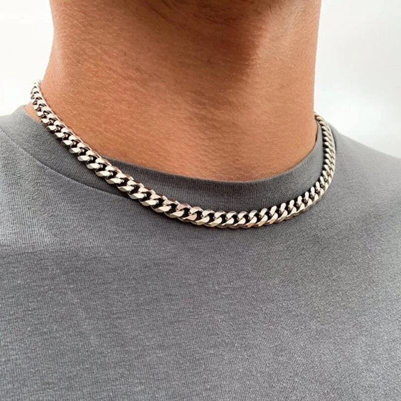 Cuban Chain Link Curb Necklace Men Women Punk Surgical Stainless Steel 2-15mm