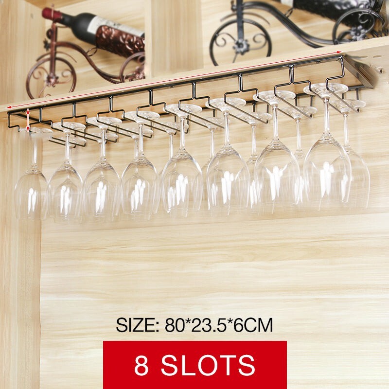 8/7/6/5/4/3 Slots Wine Glass Rack Holder Hanger Hanging Bar Storage Drying Rack