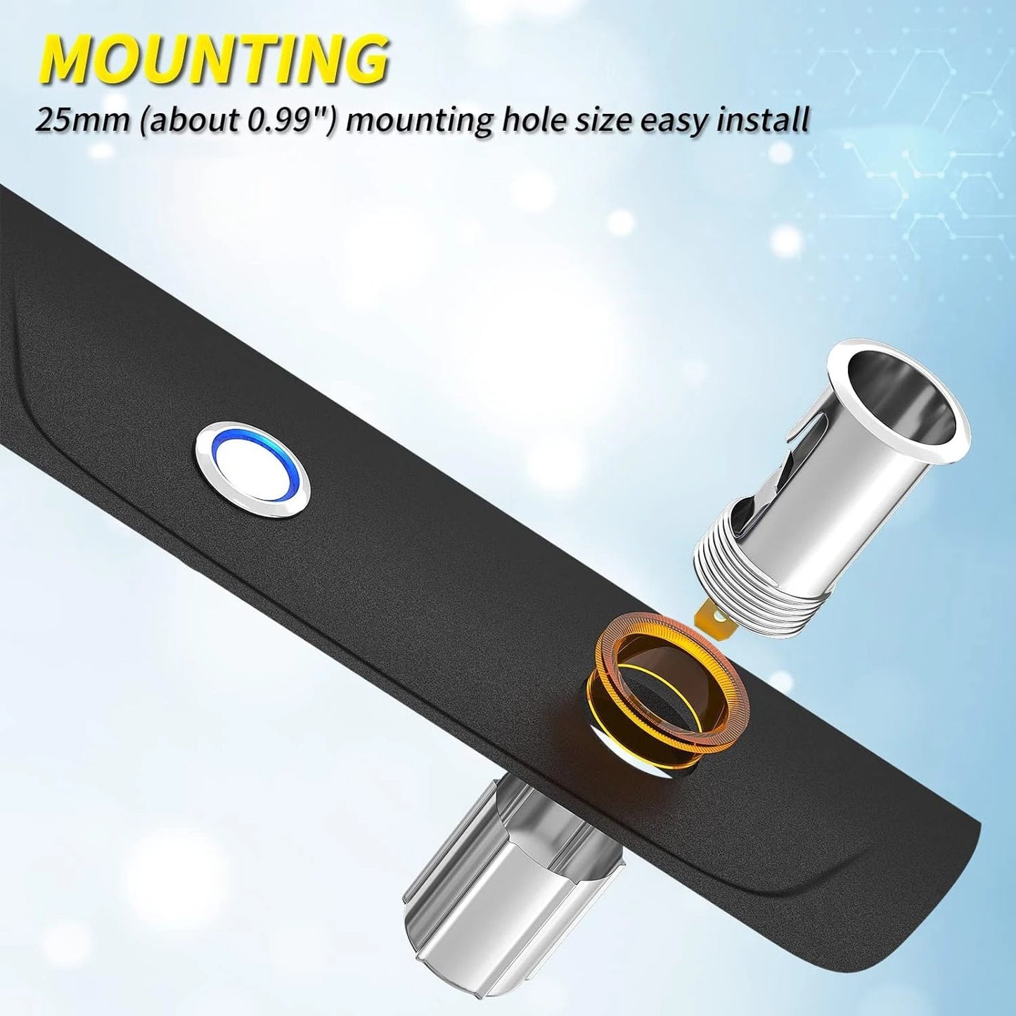 12V Cigarette Lighter Socket Outlet with Eject Button Lighter Plug 1 Set