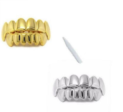 18k Gold Plated Hip Hop Teeth Grillz Caps Top & Bottom Grill Set 3 Colors