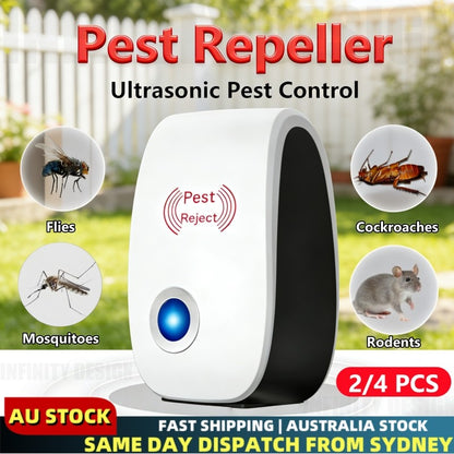 2/4 Pest Repeller Ultrasonic Electronic Mouse Rat Mosquito Insect Rodent Control