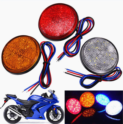 2x Motorbike Motorcycle Round Reflector 24LED Rear Tail Brake Stop Light Lamp