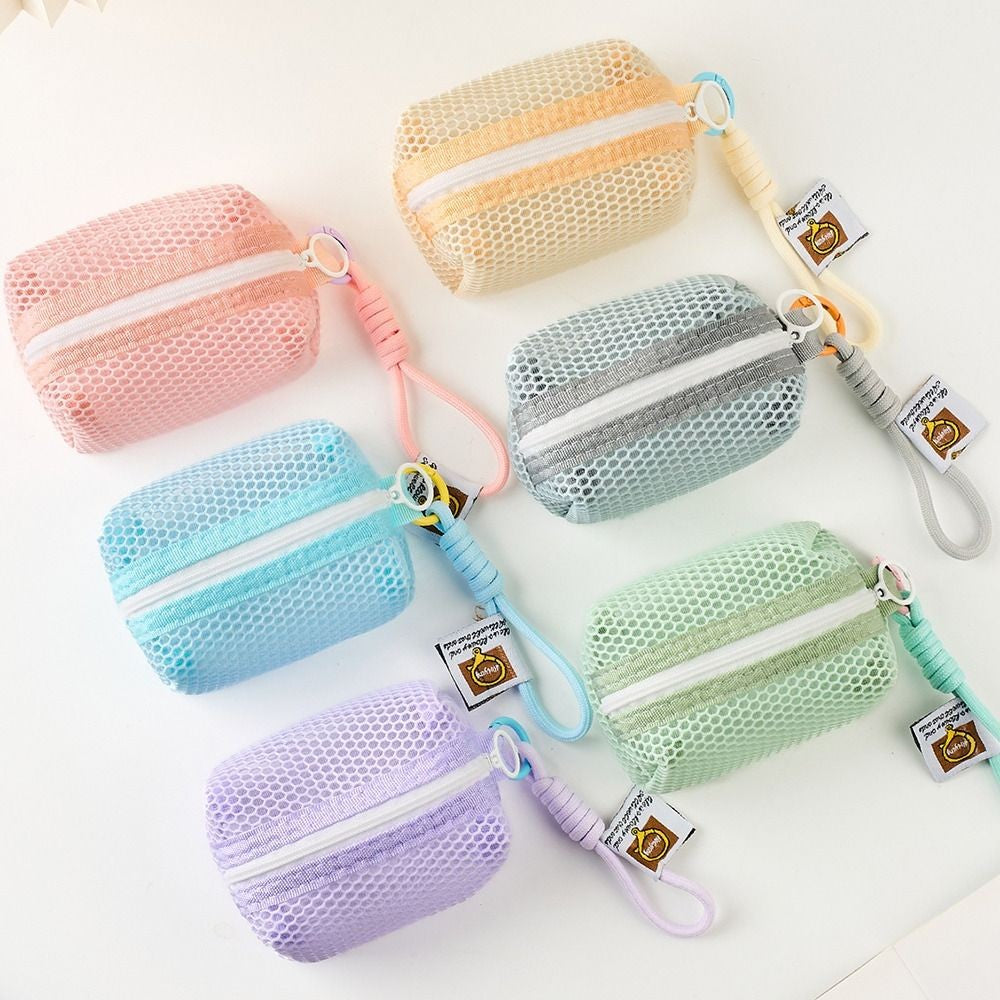 Mesh Mesh Storage Bag Dopamine Color Small Makeup Bag Charging Cable Pouch