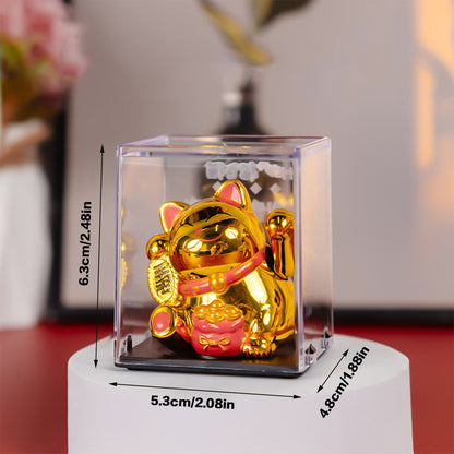 Chinese Lucky Fortune Money Waving Gold Maneki-Neko Cat Figure Feng Shui Decor