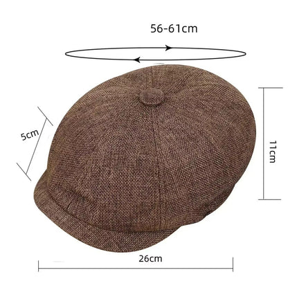 Mens 8 Panels Newsboy Flat Cap Peaky Blinders Baker Boy Golf Driving Beret Hat – Compatible with Golf