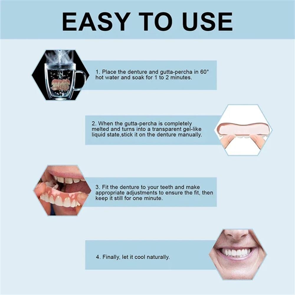 Teeth Comfort Fit Silicone Denture Set for Women Men