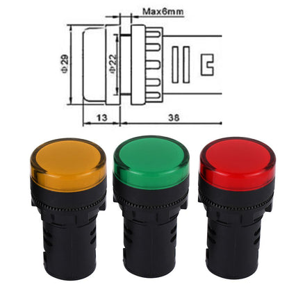 5V 12V 24V 110V 220V LED Indicator Pilot Light 22mm Panel Mount Signal Lamp