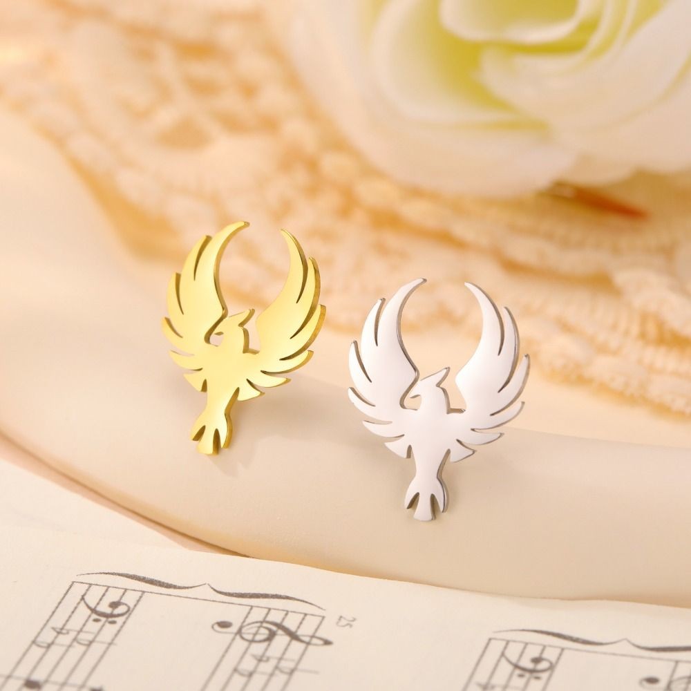 Stainless Steel Phoenix Brooch Pin No Rust Metal Badge  Shirt Accessories
