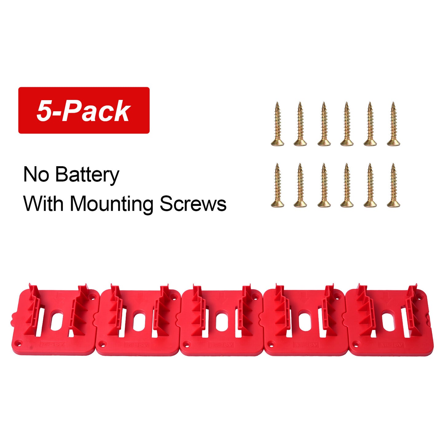 UP 10x Battery Mounts Storage Holder Rack Compatible with Milwaukee M18 18V Tool Battery Red