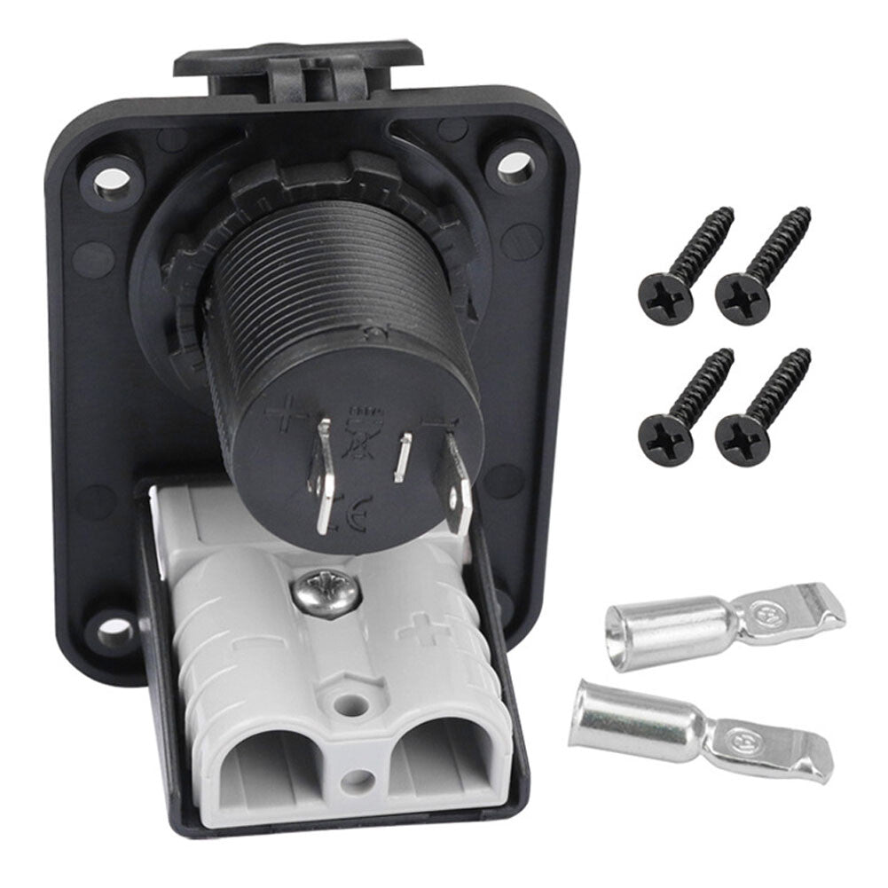 50A Amp Anderson Plug Flush Mount PANEL Bracket Grey + 12V Cigarette Socket