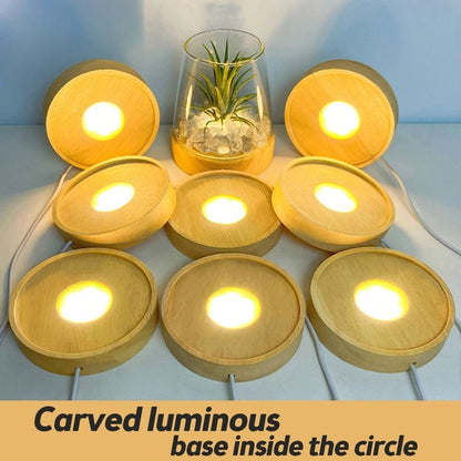 Wooden LED Light Dispaly Base Display Stand Night Lamp Base Crystal Ball Holder