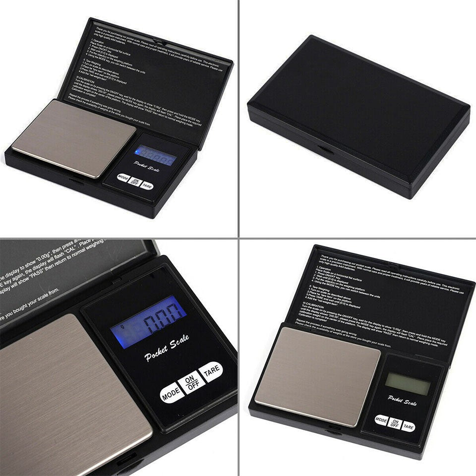 Pocket Digital Scale 200g x 0.01g LCD Jewelry Diamond Medicine Gram Scale Black
