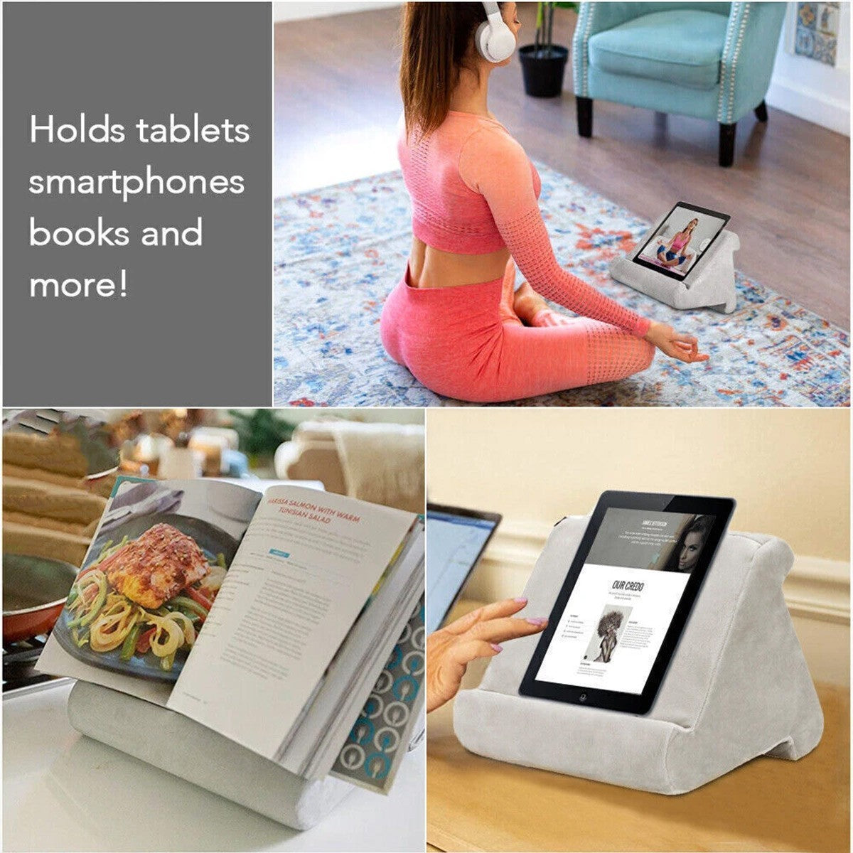 Multi Angle Soft Pillow Tablet Stand Holder Reading Cushion for Phone Phablet AU