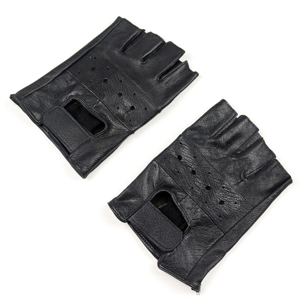 Tactical Leather Half Finger Gloves Army Military Driving Fitness Fingerless