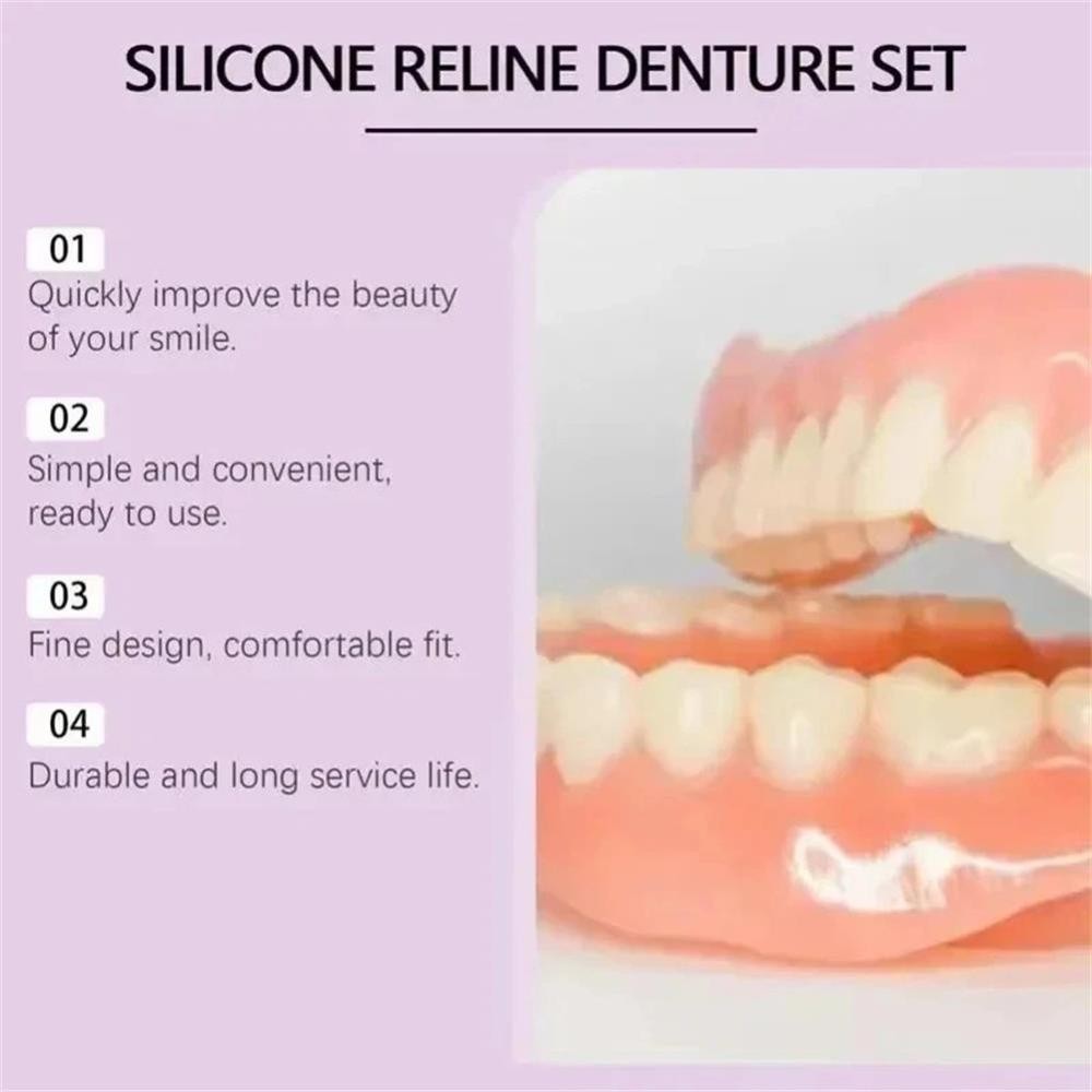 Teeth Comfort Fit Silicone Denture Set for Women Men