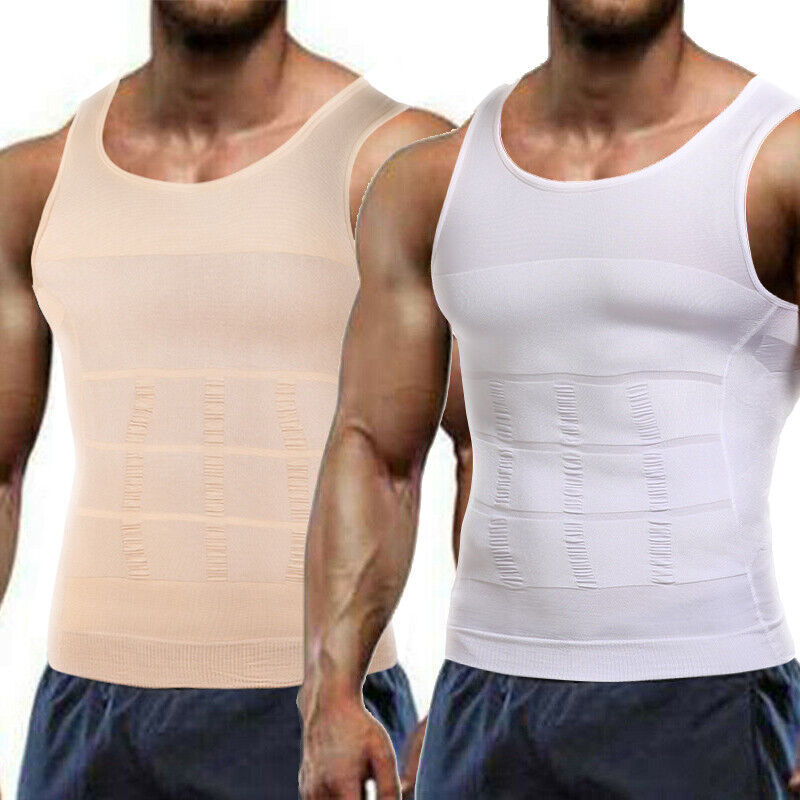 Men' Compression Vest T-Shirt Moobs Slimming Tummy Control Body Shaper Tank Tops
