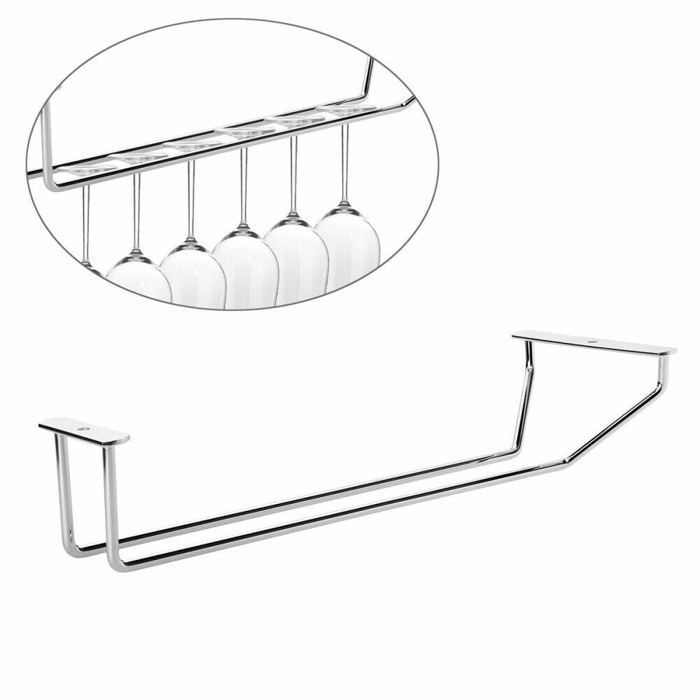 27/35/55cm Wine Rack Holder Chrome Hanging Hanger Glass Cup Shelf Wall Mounted