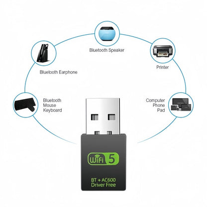600Mbps USB 3.0 Wireless WiFi Receiver Bluetooth Adapter 5GHz Dual Band Dongle