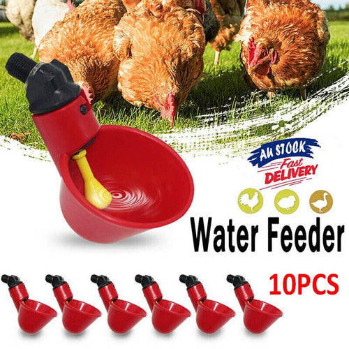 10 Pcs Automatic Cups Water Feeder Drinker Chicken Waterer Poultry Chook Bird AU