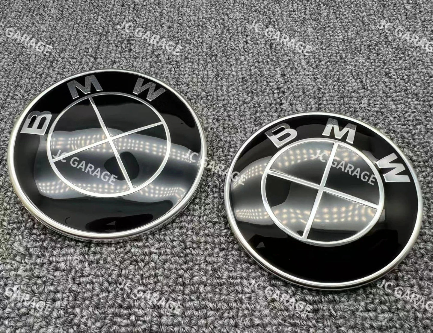Genuine Style All Black 82mm Front 74mm Rear Emblem Badge With 2pcs Grommets