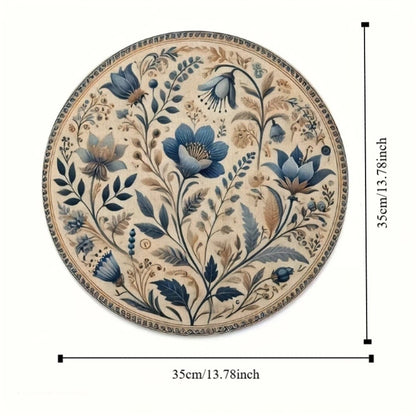 Middle East Style Floral Table Placemat Embroidery Round Dining Mat  Home Decor