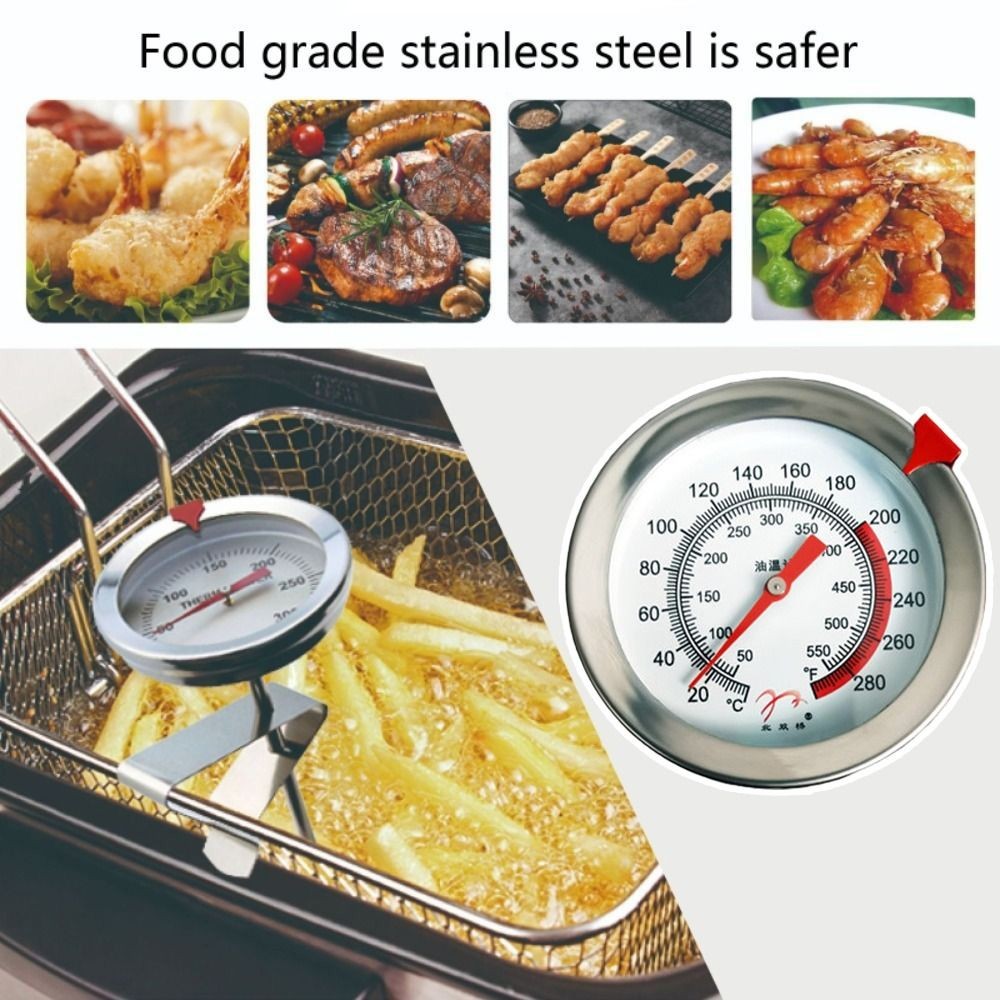 Stainless Steel Candy & Deep Fry Kitchen/Cooking Thermometer Probe with Clip