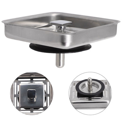 Square Stainless Steel Kitchen Sink Strainer Drainer Post Stopper Plug OZ